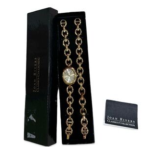 NIB Joan Rivers gold tone chain link watch and bracelet set